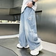 thumbnail image 4 of Boy Baggy Jeans Elastic Waist Wide Leg Jeans Back To School Outfits Kids Pants Boys Size 5-16 Years, 4 of 6