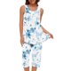 thumbnail image 3 of Conjunto de Ropa de Salón para Mujer Cuello Redondo Blusa sin Mangas Sólida Y Pantalones Cortos de Cintura Elástica Pantalones, Pantalones Cortos de Verano para Mujeres, 3 of 7