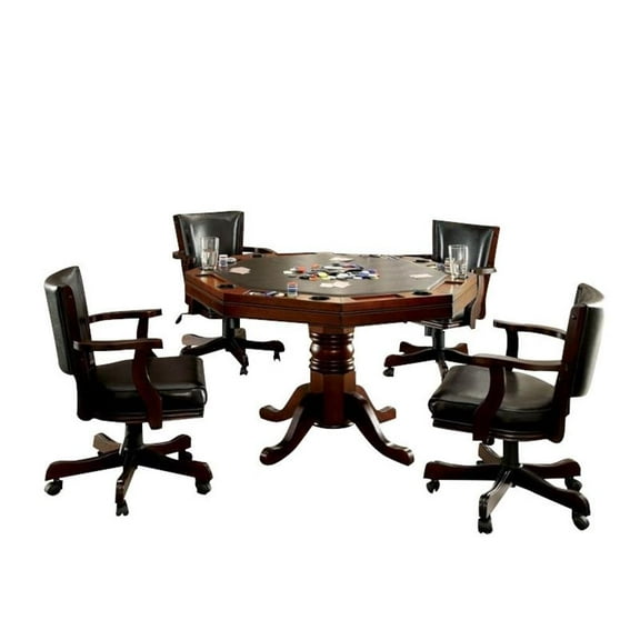Kingfisher Lane Traditional Wood 5-Piece Gaming Table Set in Cherry