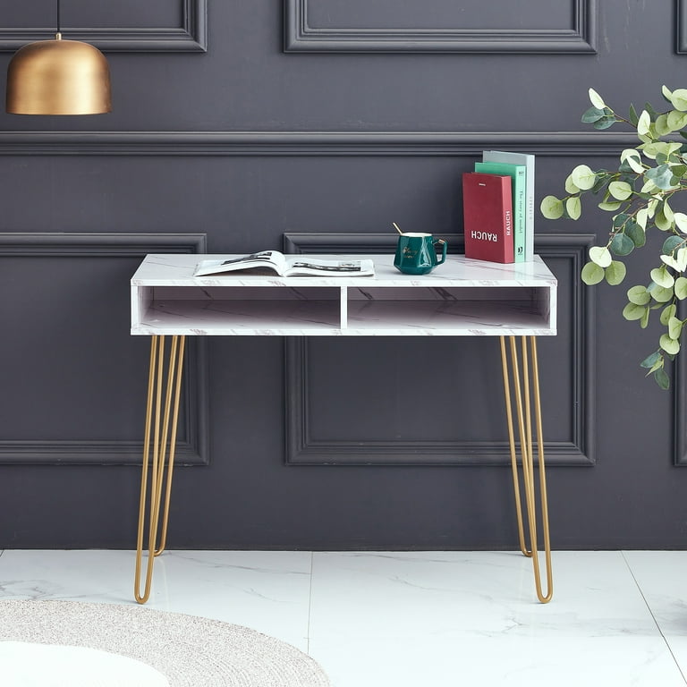 Marble Makeup Console Table Vanity Table Bedroom Side Table with 2