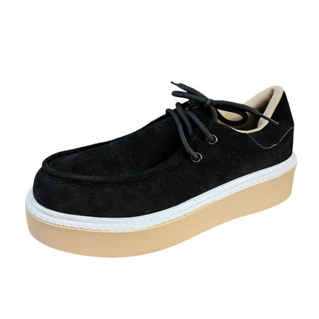 

Women s Shoes Ladies Fashion Retro Solid Suede Lace Up Round Toe Thick Sole Casual Shoes