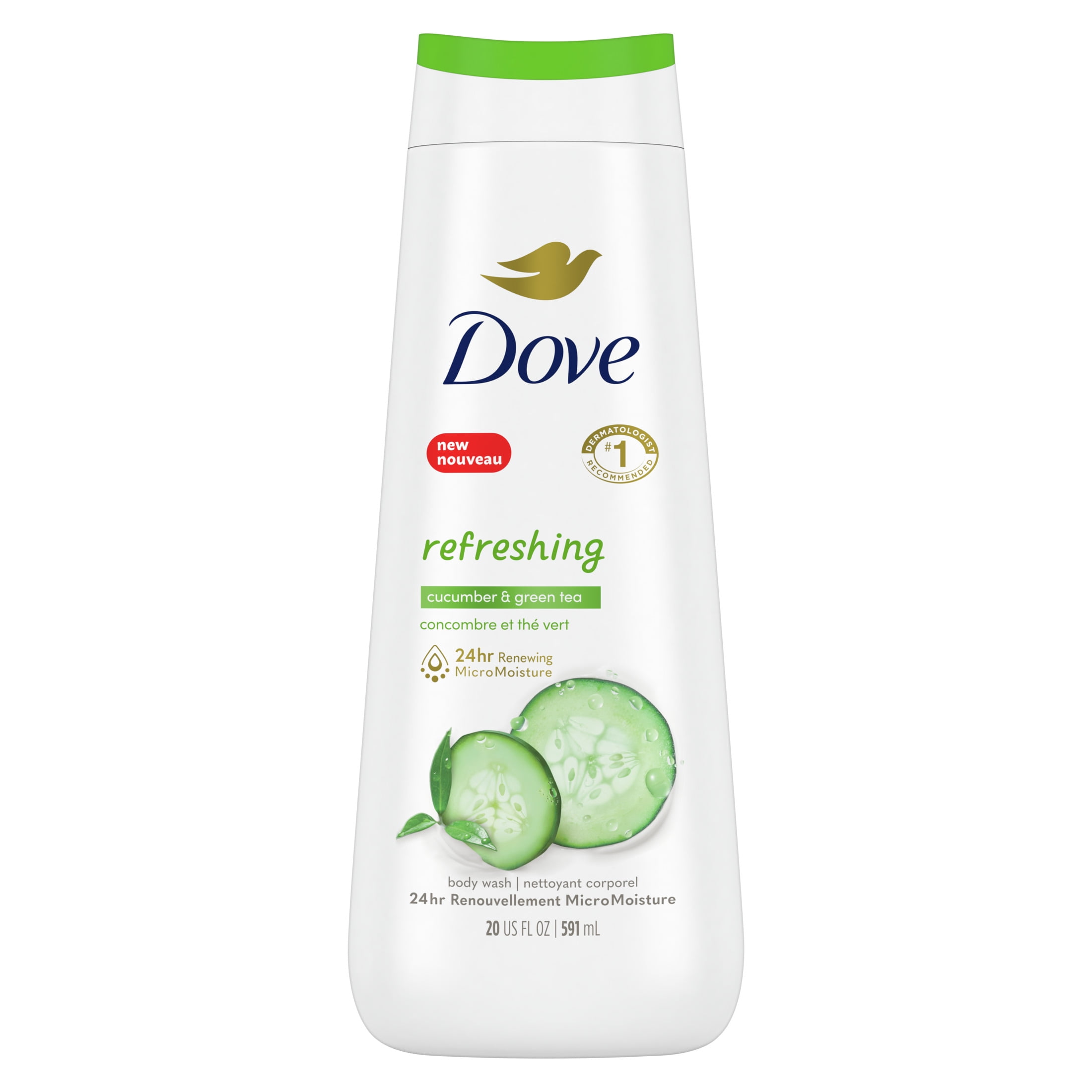 Dove Refreshing Body Wash Cucumber and Green Tea Cleanser, 20 oz