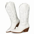 thumbnail image 5 of Mid calf Boots for Women Cowboy Boot Pointed Toe Boots Embroidered Slip On Western Chunky Heels Fashionable Trendy Party Outdoor Cowgirl Booties, 5 of 5