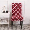 thumbnail image 2 of Dining Chair Cover Set Stretch Spandex Short Dining Chair Slipcovers Removable Washable Decorative Chair Protector Seat Covers for Dining Room Home Wedding Banquet Party Decor (White+Red, 2 Pack), 2 of 8