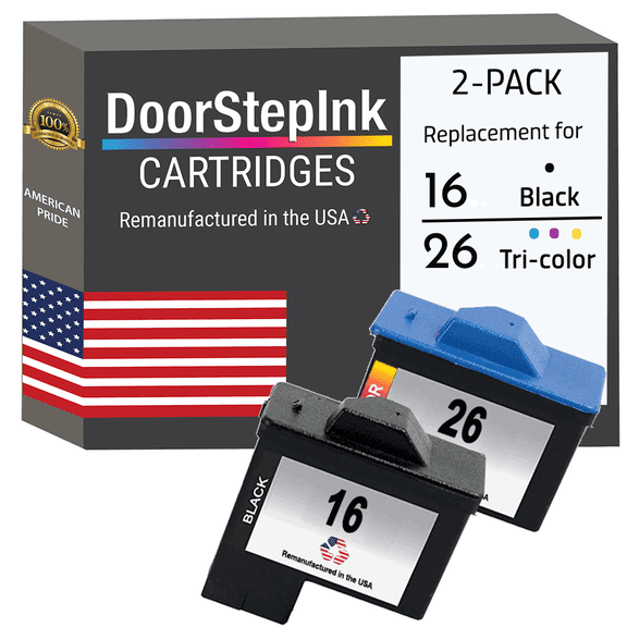Remanufactured DoorStepInk Ink Cartridges for Lexmark #16 Black and #26 Tri-Color