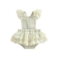thumbnail image 1 of ZAXARRA Baby Girl Summer Lace Romper, Fly Sleeve Backless Solid Color Romper Dress Boho Outfit, 1 of 9