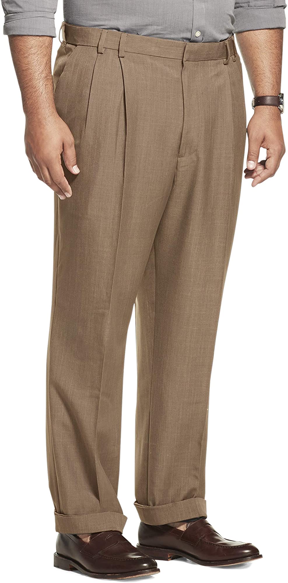 54W x 32L Grey Van Heusen Mens Big /& Tall Cuffed Crosshatch Pant