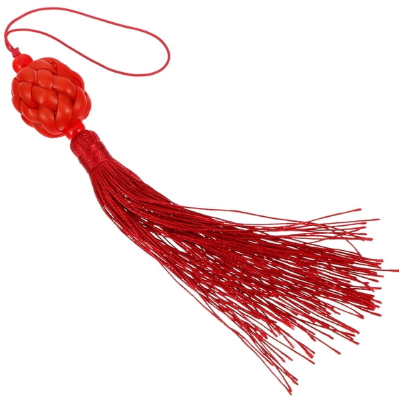 GOOHOCHY Vintage Red Plastic Tassel Pendant for Bag Decoration and Key Chain Accessories 6.5 Inches