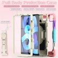 thumbnail image 3 of iPad Air 4th Gen Case, iPad Air 10.9 Case, iPad Pro 11 Case, Dteck Heavy Shockproof Case with Built-in Screen Protector Rotating Stand Cover with Adjustable Hand Strap/Shoulder Strap,Colorful Pink, 3 of 6