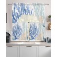 thumbnail image 2 of Coral Blue Green Beige Kitchen Curtains Sets 24 Inch Length with Valance, Summer Coastal Ocean Plant Swag Valances and Tiers Curtain Set Drapes Swag Curtains for Living Room, Bathroom, Bedroom, Cafe, 2 of 6