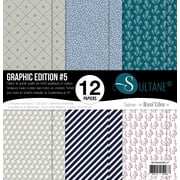 Carabelle Double-Sided Cardstock 250Gsm 12"X12" 12/Pkg-Graphic #5 Geometrics, 3 Designs/4 Each