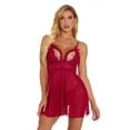 thumbnail image 2 of Vestido de dormir sexy para mujer Conjunto de lencería en V profundo Camisón de ropa interior, Rojo, S Advancent XX000095-01, 2 of 7