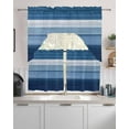 thumbnail image 2 of Dark Blue Ombre Stripes Kitchen Curtains Sets 24 Inch Length with Valance, Chic Vintage Simple Abstract Art Swag Valances and Tiers Curtain Set Drapes Swag Curtains for Living Room, Bathroom, Bedroom, 2 of 6