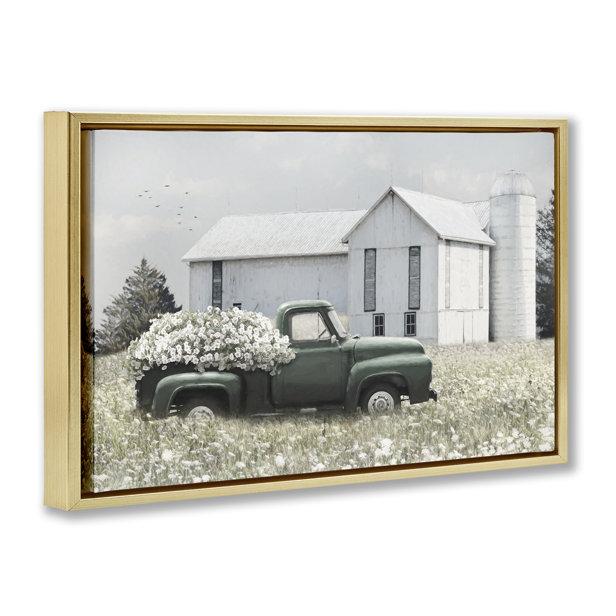Stupell Industries Rustic Barn & Truck Plants & Flowers Photography Gold Floater Framed Canvas Art Print Wall Art, 25 x 17