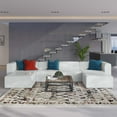 thumbnail image 2 of Sectional Sofa Set, Faux Vegan Leather, White, Modern Contemporary Urban Design, Living Lounge Room Hotel Lobby Hospitality, 2 of 10