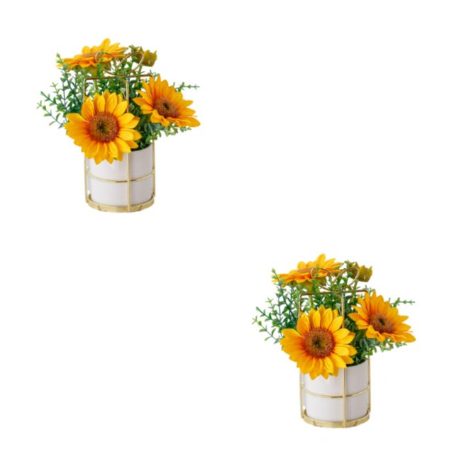 kurtrusly Artificial Flowers With Vase Add Of Color And Style To Any Room Indoor sunflowers 2Set
