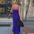 thumbnail image 4 of Women’s Sleeveless Maxi Dress with Cross Halter Neck and Loose Fit Long Length Casual Summer Sundress Blue L, 4 of 5