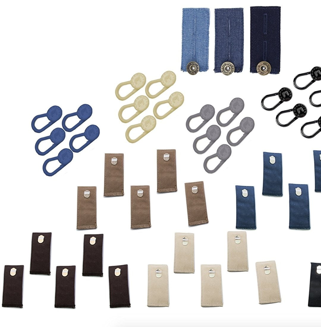 Adjustable Pant Waistband Extension Hook & Button Set with 25 Cotton