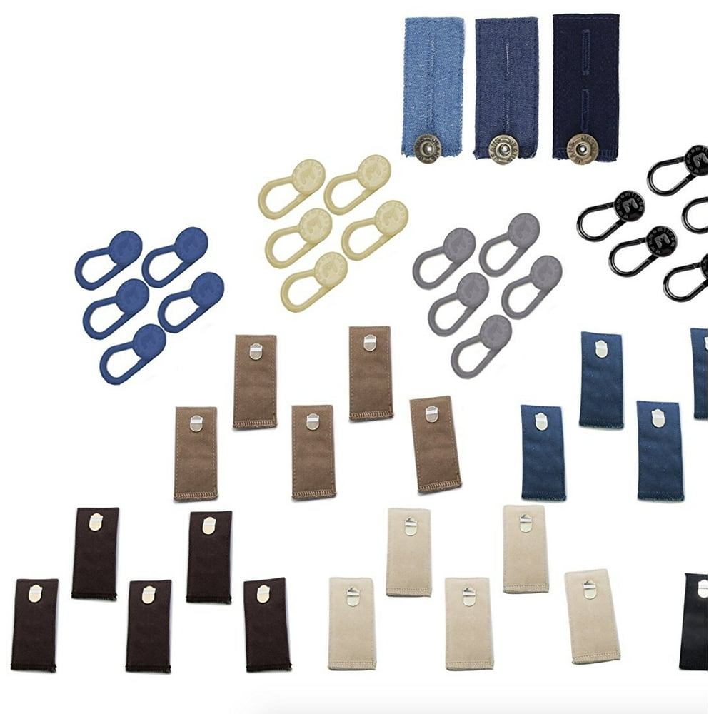 Adjustable Pant Waistband Extension Hook & Button Set with 25 Cotton