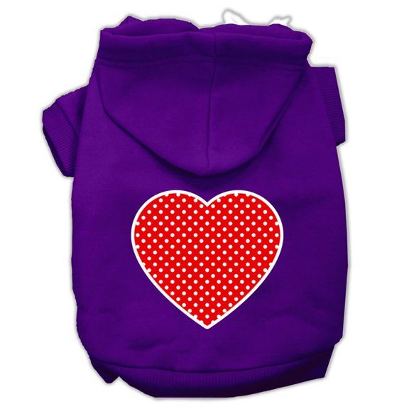 Pet Dog  Cat Hoodie Screen Printed, "Red Swiss Dots Heart"