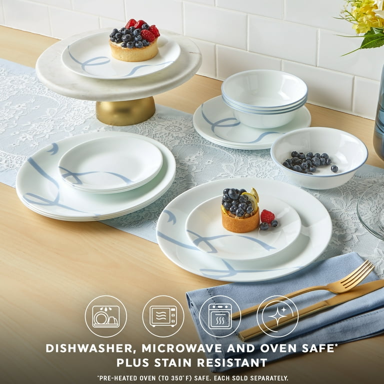 Corelle Blue Ribbons 18oz Soup Cereal Bowl Pack Microwave