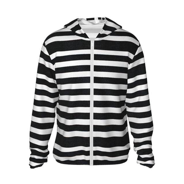 Lsque Black And White Stripes Pattern UPF 50+ Lightweight Sun Protection Men's Women's Long Sleeve Shirt, Hoodie Performance -3X-Large