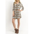 thumbnail image 4 of Women's Casual Button Down Long Sleeve Plaid Print V-Neck Lightweight Belt Shirts Dress, 4 of 4