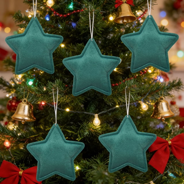 Colgante decorativo en forma de estrella | Juego de 5 adornos colgantes de vidrio marino multicolor | Tela reciclada ecológica | Idea de regalo para cumpleaños Navidades Inauguración de casa | 12,5