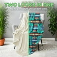 thumbnail image 6 of Sacred Thread Fleece Blanket South Western, Reversible Mexican, Vibrant Aztec Blankets and Throws for Aztec Decor for Home (Teal Flannel / Sherpa (Throw (40''x60'')), 6 of 10