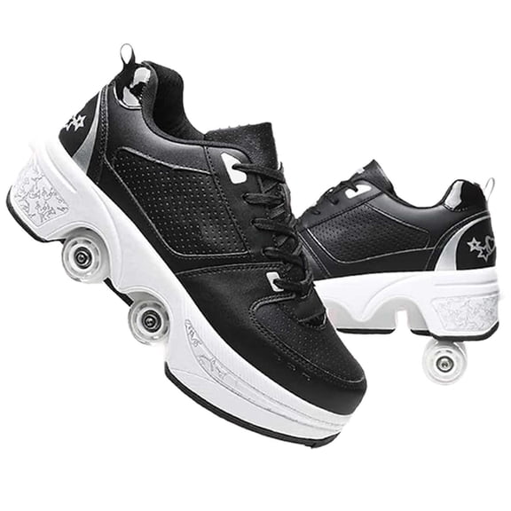 Roller Skate Shoes for men,Double-Row Deform Wheel Shoe Skate,Shoes with Wheel,2-in-1 Adult Parkour Roller Shoes Suitable for Outdoor Fun, Fitness