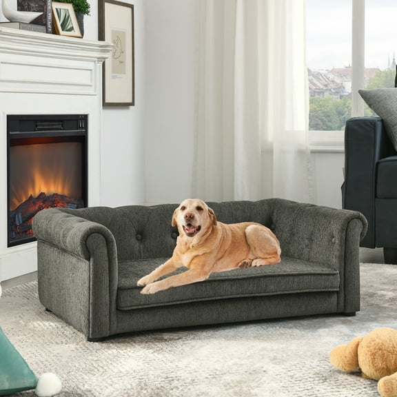 GAKMCIL Sofa Dog Bed-Ultra Comfortable Dog Beds for Medium and Large Dogs,Modern and Stylish Pet Bed/Dog Couch Dark grey