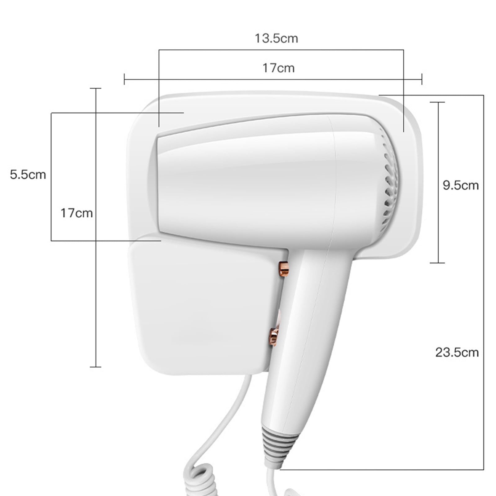 OhhGo Hotel Wall Mount Hair Dryer, Hairdryer Bathroom Accessories with Rack Negative Ion Blower Strong Wind Drying Tools, Blow Dryer for Home Bathroom Toilet Salon, 1600W, White