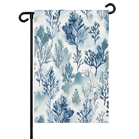 Abstract Tree Garden Flag 12x18 Inch Classic Blue Plant Watercolor Double Sided Small Decorative Garden Flags for Outside Outdoor Yard Porch Lawn Decoration