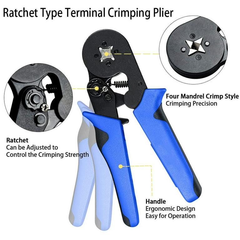 Ferrule Crimping Tool, VLIKE Wire Crimper Pliers with 1200 Terminal Ferrules  Connector Sleeves for Stripper Wiring Projects 