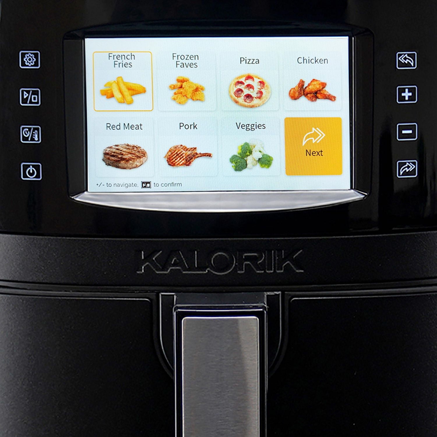 Friteuse à air Kalorik® VIVID SELECT 5 pintes avec écran couleur, en noir (AFK5QTFT1B43)