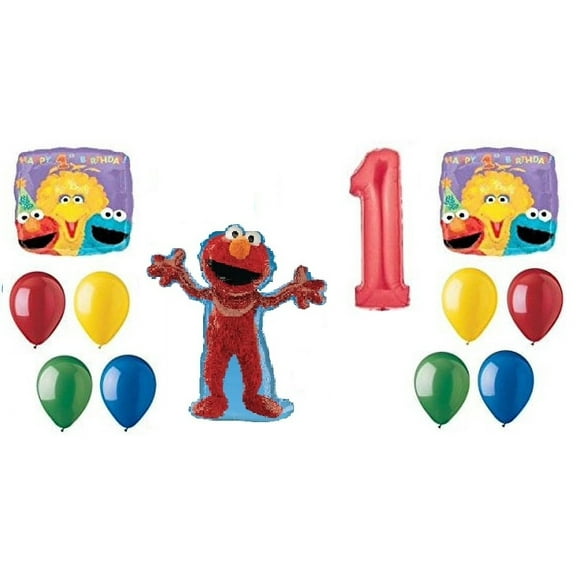 ELMO Sesame Street (12) #1 1st First Birthday Party Mylar & Latex Balloons Set