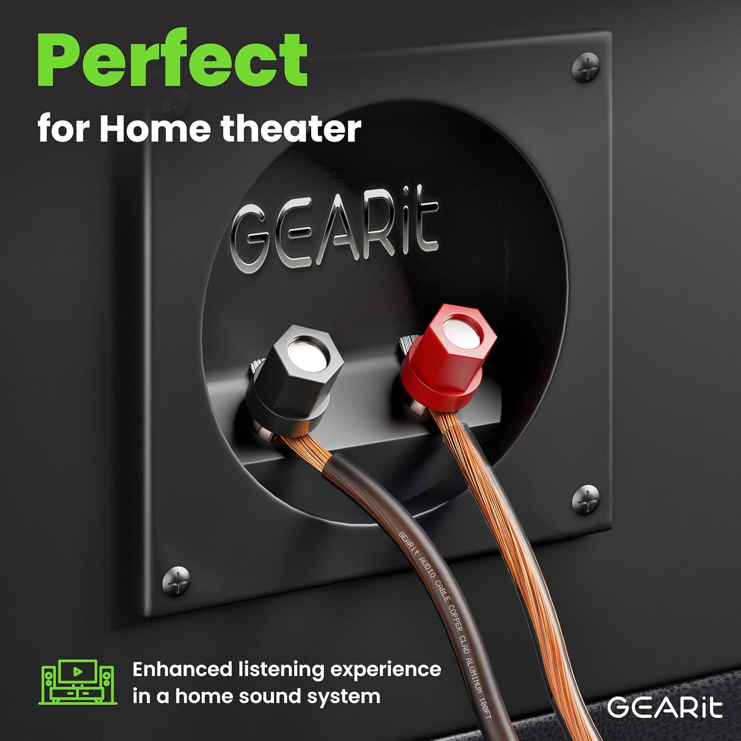 GEARit Pro Series 12 AWG Speaker Wire, Great Use for Home Theater Speakers and Car Audio, 100 ft
