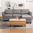 thumbnail image 3 of JERFIT Modern 4-Seat Modular Sectional Sofa with Storage Ottoman, L-Shaped Convertible Couch in Dawn Grey Burlap Fabric, 3 of 10