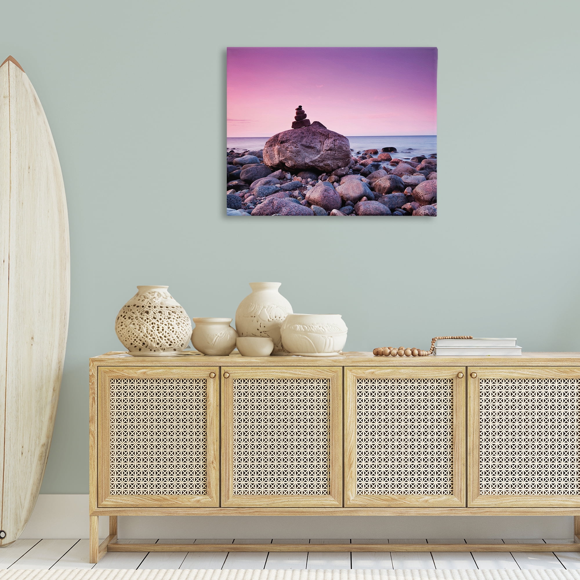 Stupell Industries Stacked Rocks on Shore Nautical & Beach Photography Wrapped Canvas Art Print Wall Art, 40 x 30