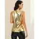 thumbnail image 5 of Camiseta Sin Mangas Con Chaleco Brillante Metálico Brillante Sin Mangas Para Fiesta Y Club Para Mujer Color Oro claro L, 5 of 6