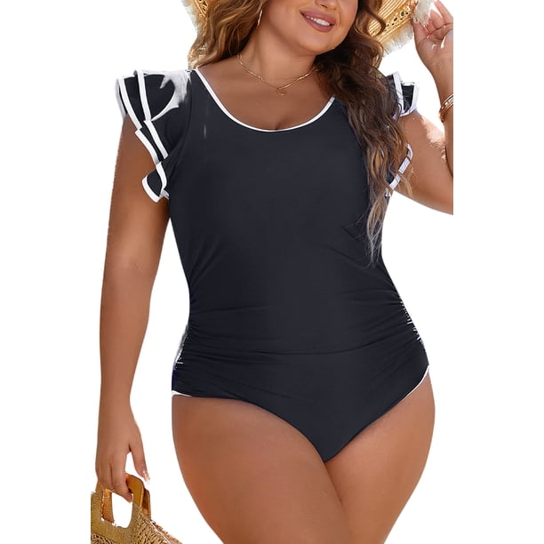 Inadays Women Plus Size One Piece Swimsuit Tummy Control Bathing Suits