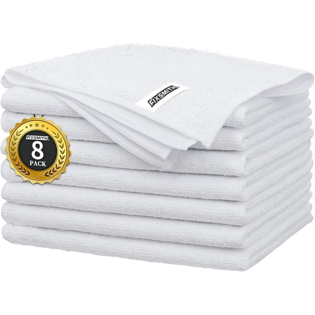 baomifa-White Microfiber Cleaning Cloth -Pack of 8, Highly Absorbent Cleaning Rags, 16"X12" All Purpose Cleaning Towels for Housekeeping, Kitchen, Car, Lint Free and Reusable Microfiber Towels
