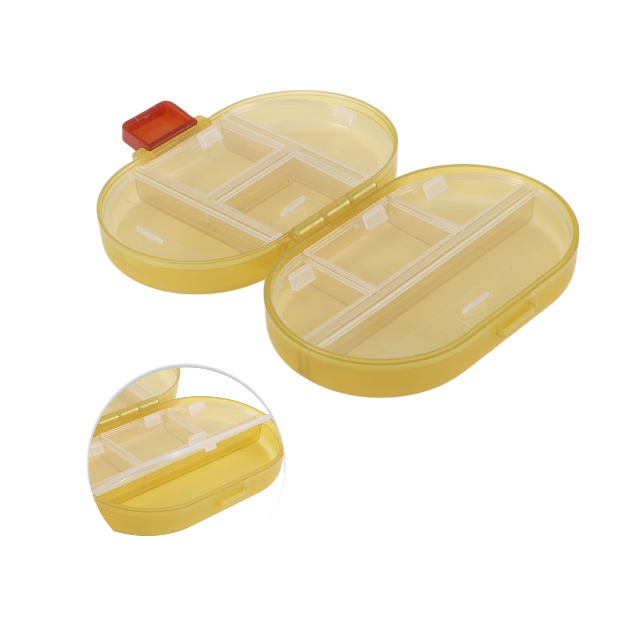 Unique Bargains Lightweight 8 Grids Flip Up Double Layer Pill Case Clear Yellow