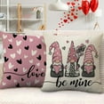 thumbnail image 4 of Valentine''s Day Decorative Throw Pillow Covers 18x18 Set of 4, Pink Love Hearts Gnome Truck Be Mine Outdoor Pillowcase, Polka Dots Stripes Anniversary Wedding Holiday Cushion Case Home Decor, 4 of 6