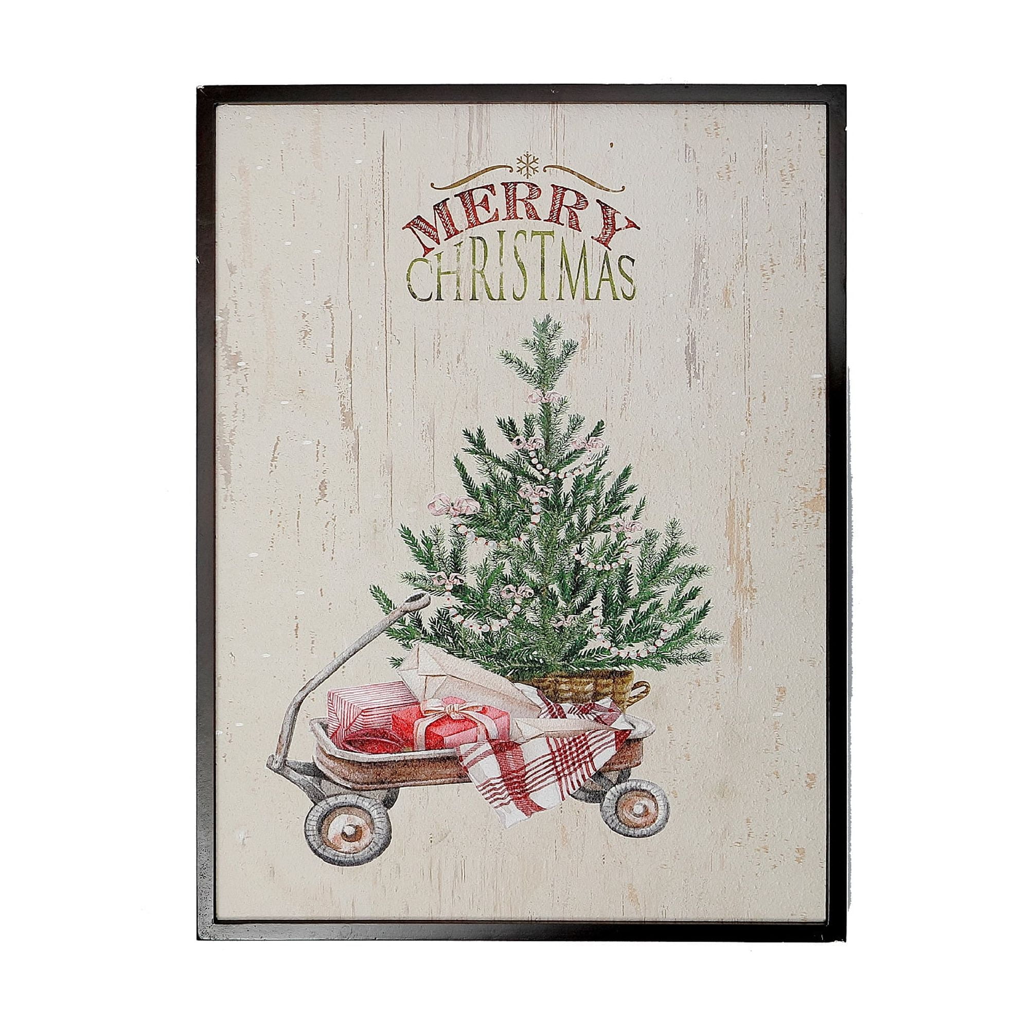 Recycled Paper Framed Wall Art (Tree On Wagon)