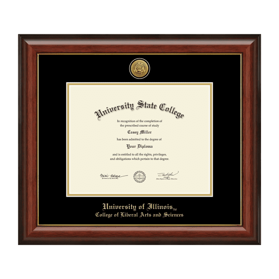 Framerly - UIUC Arts Diploma Frame with Black and Gold Mat
