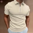 thumbnail image 1 of POLO à Manches Courtes pour Hommes, Couleur Unie, Col Rabattu, Fermeture Éclair, Coupe Ajustée, 1 of 10
