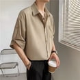 thumbnail image 4 of Men Short Sleeve Button Down Beachwear Night Club Outfit Shirt Casual Tops, XL, Brown, 4 of 4