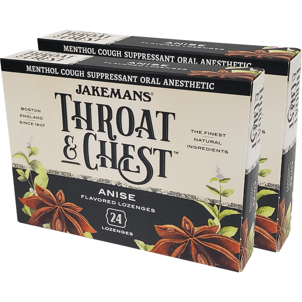 Jakemans Anise Throat and Chest Lozenge Cough Drop Box, 2 Boxes of 24