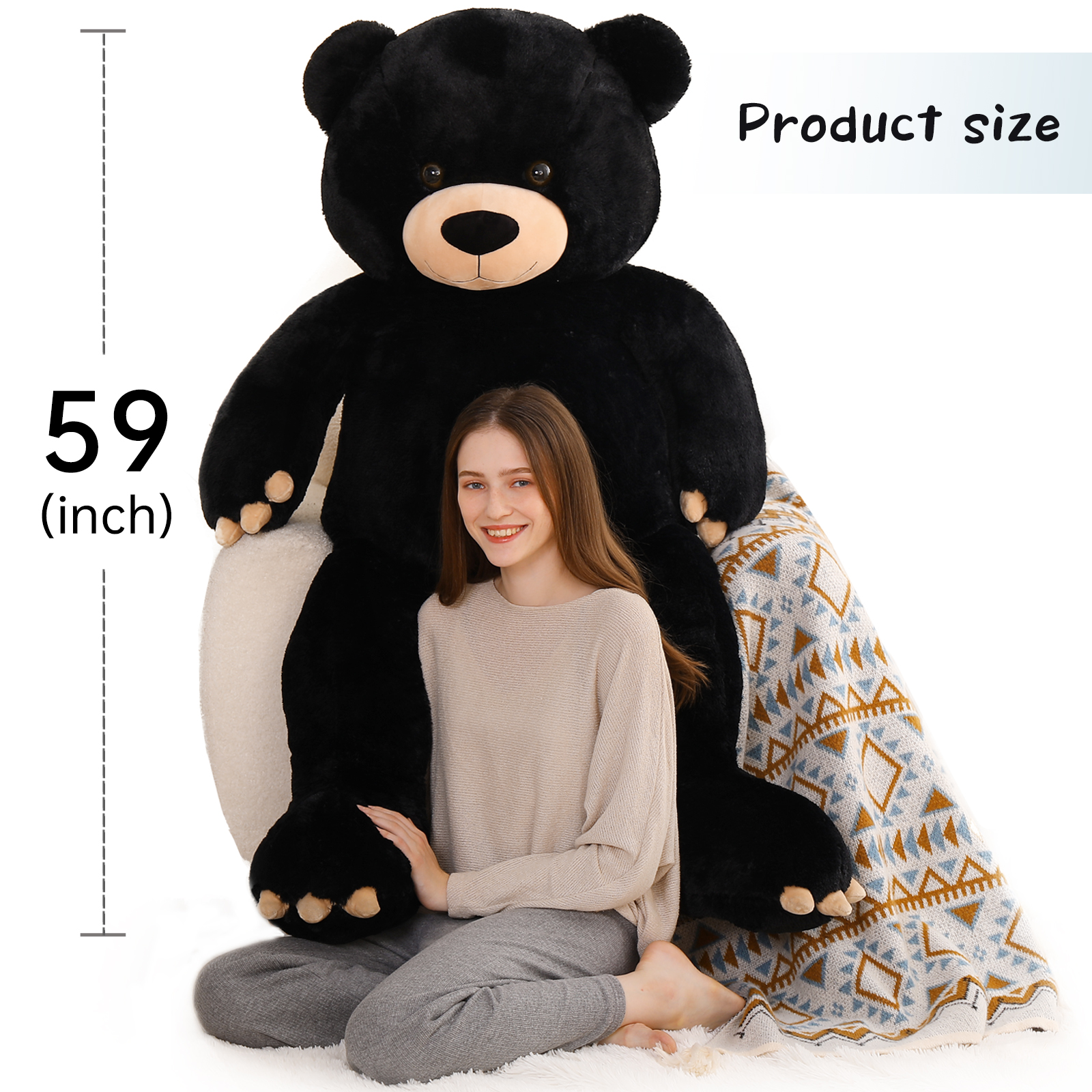 Morismos 5-Foot Giant Black Teddy Bear Plush photo 4